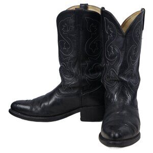 Vintage Steel Toe Biker Work Cowboy Boots Black Leather US Made Men's 9 EE 2e